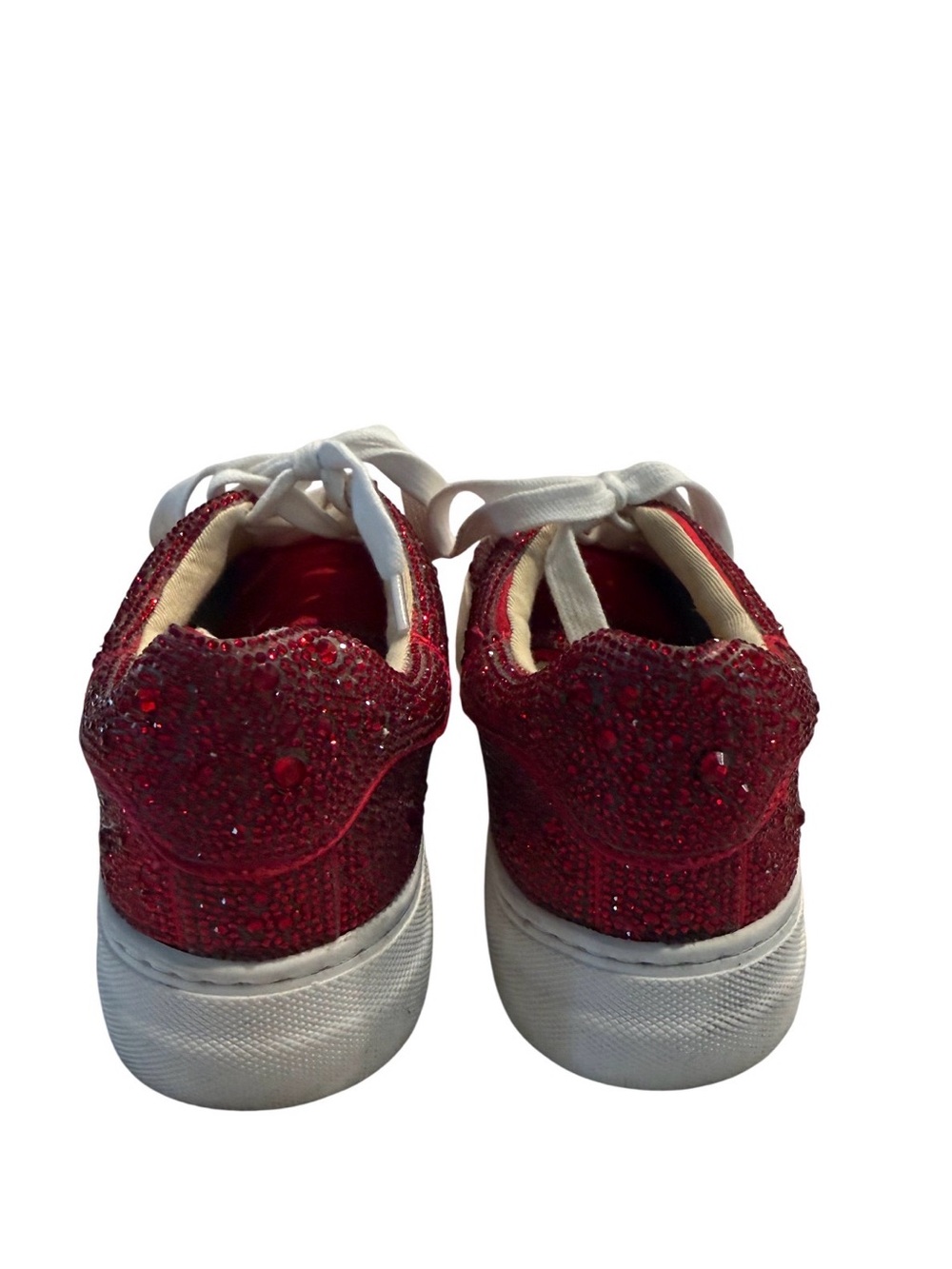 Betsey Johnson Red Crystal Lace-Up Sneakers - Picture 2 of 4